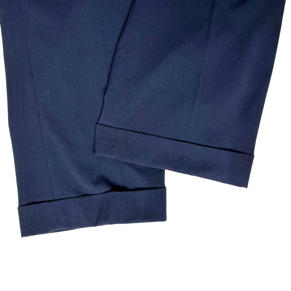 Judith Hart Womens Capri Pants Size Petite 14 Navy Blue Cuffs Side Zip Nautical - Picture 6 of 12